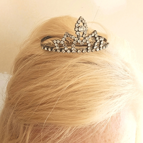 Rare Vintage 1950's Tiara Crown Silver Metal Diamond Rhinestones Hair Comb - Picture 16 of 16